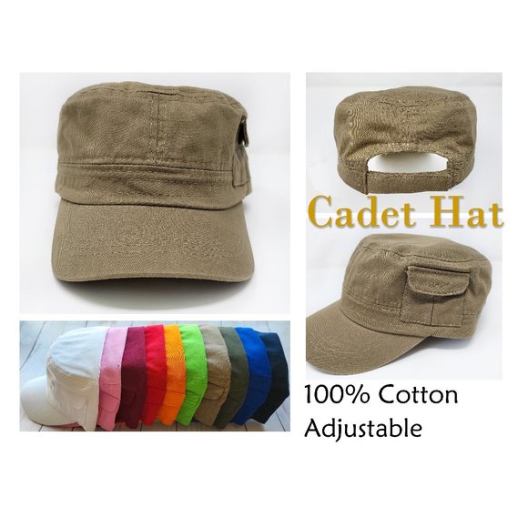 White Color Cadet Hat, 100% Cotton Military Cap, Cadet Adjustable Hats - Picture 5 of 9